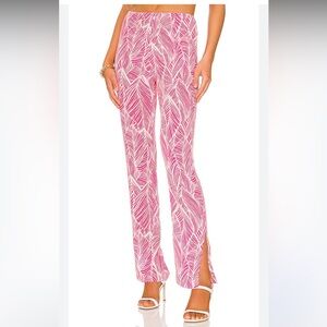 Lovers + Friends Makena Pink Leaf straight Leg Pants NWT